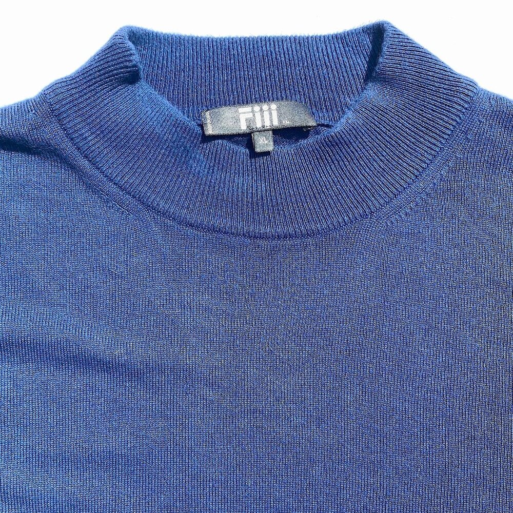 Fiii Men’s VTG Lightweight Mock Turtleneck Sweater XL Blue, Cotton/Rayon, Italy